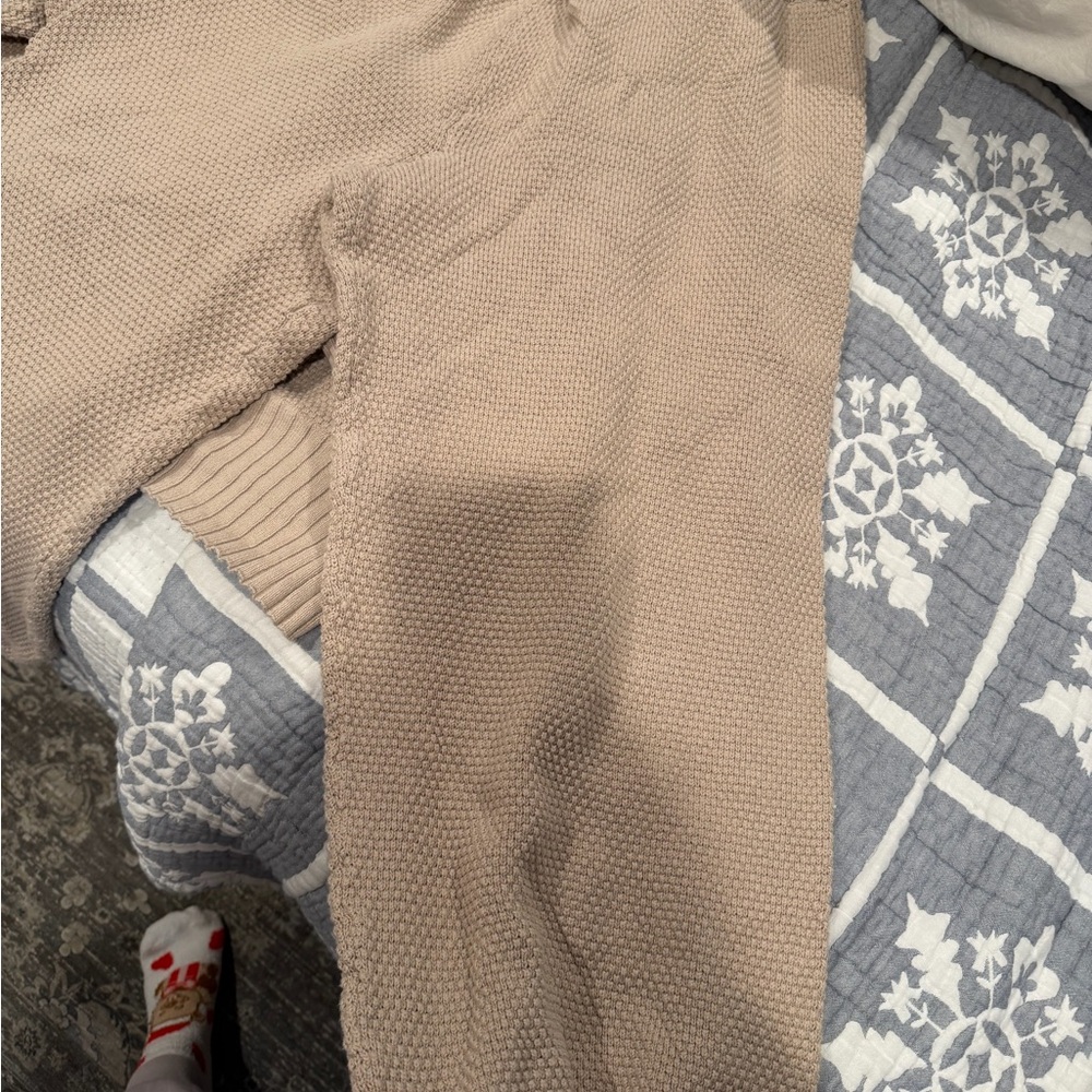 Cozy Tan Textured Sweater set with pants